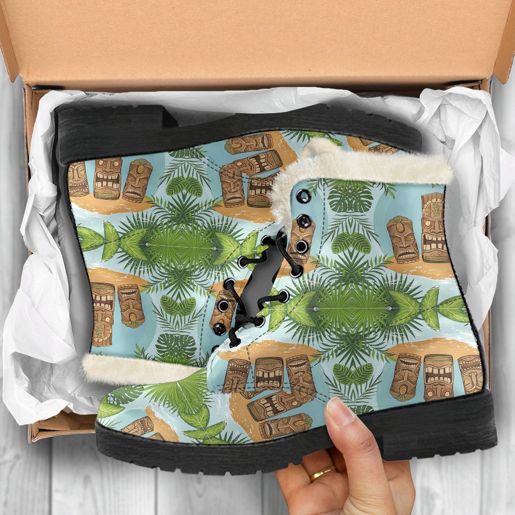 Tiki Wood Island Faux Fur Leather Boots