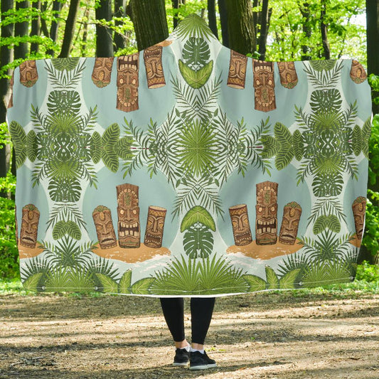 Tiki Wood Island Hooded Blanket-JORJUNE.COM