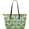 Tiki Wood Island Large Leather Tote Bag