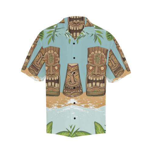 Tiki Wood Island Men Hawaiian Shirt