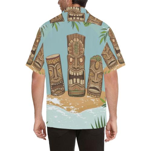 Tiki Wood Island Men Hawaiian Shirt