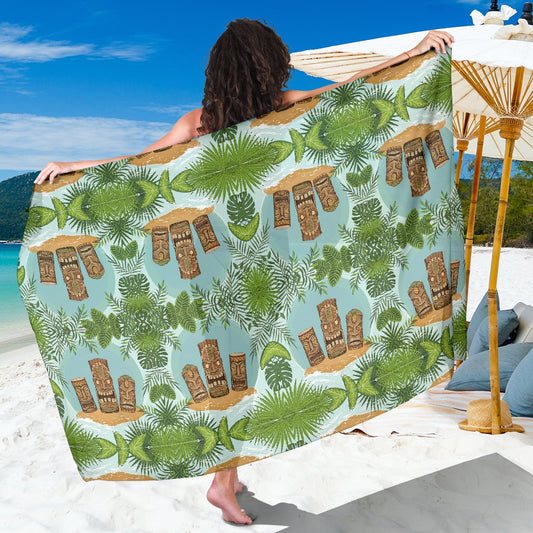 Tiki Wood Island Sarong Pareo Wrap