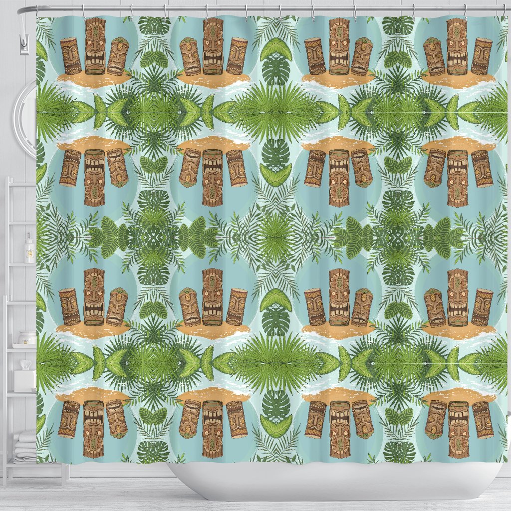 Tiki Wood Island Shower Curtain