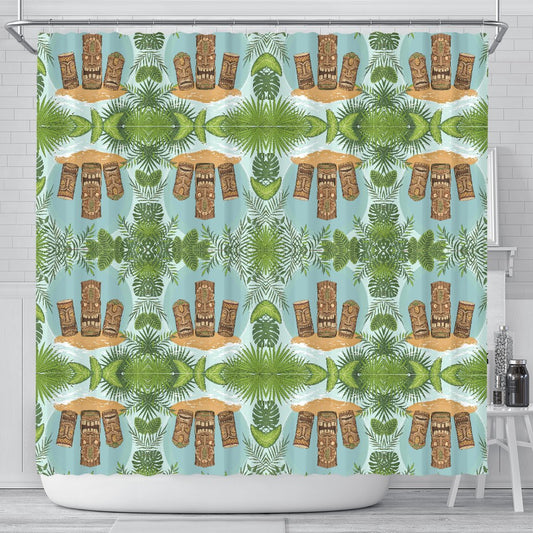 Tiki Wood Island Shower Curtain
