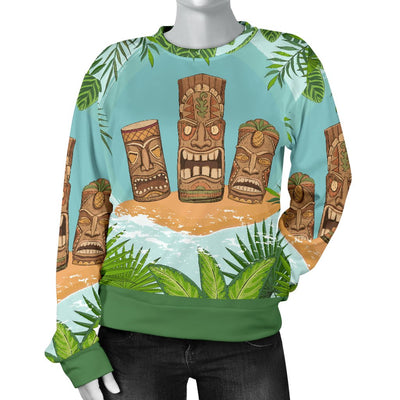 Tiki Wood Island Women Crewneck Sweatshirt