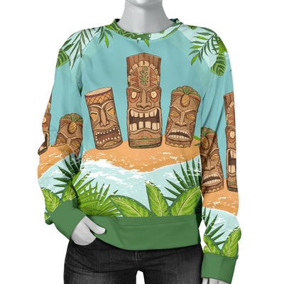 Tiki Wood Island Women Crewneck Sweatshirt