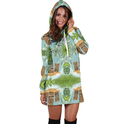 Tiki Wood Island Women Hoodie Dress