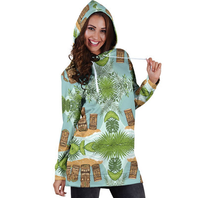 Tiki Wood Island Women Hoodie Dress