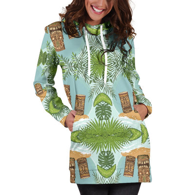 Tiki Wood Island Women Hoodie Dress