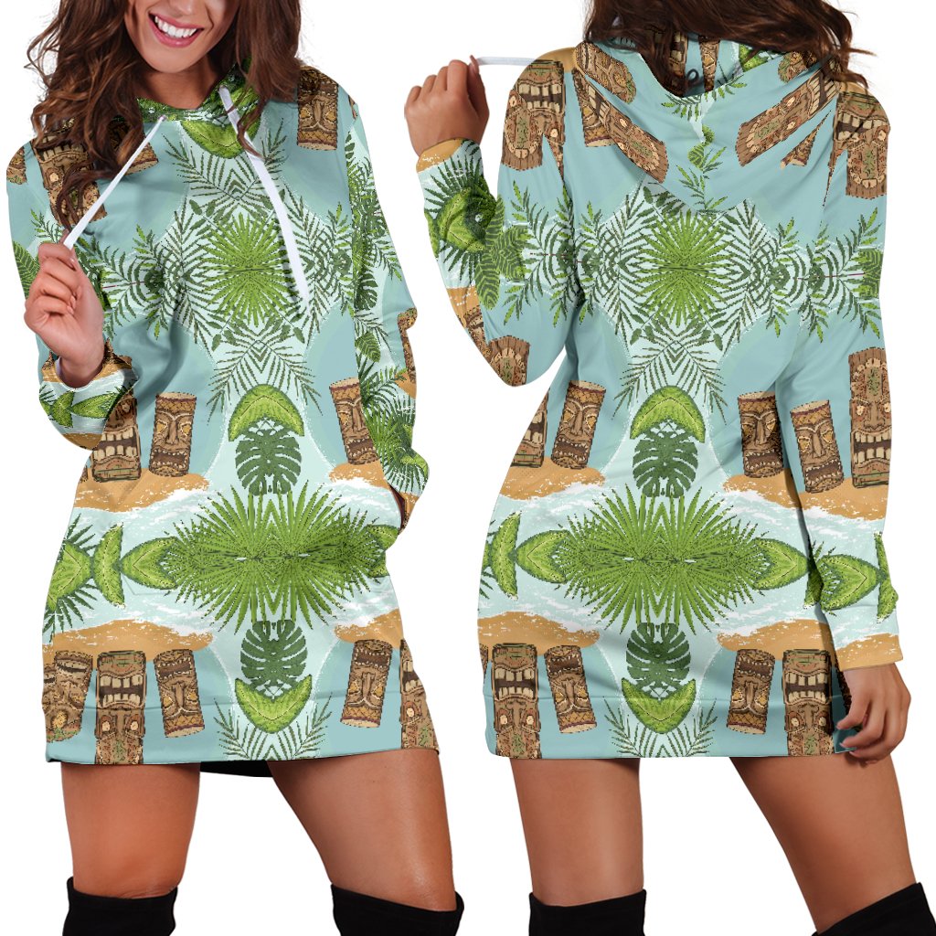 Tiki Wood Island Women Hoodie Dress