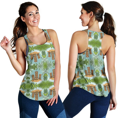 Tiki Wood Island Women Racerback Tank Top