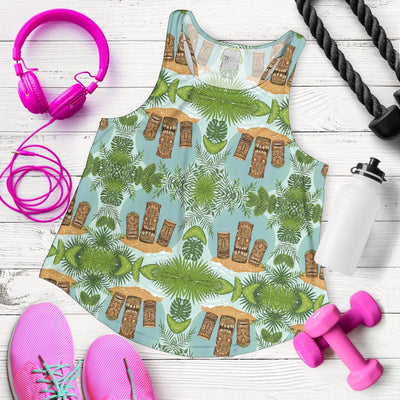 Tiki Wood Island Women Racerback Tank Top