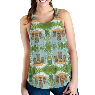 Tiki Wood Island Women Racerback Tank Top