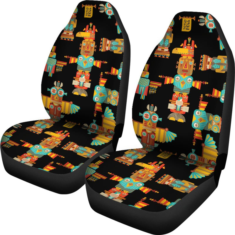 Totem Pole Cartoon Print Universal Fit Car Seat Covers