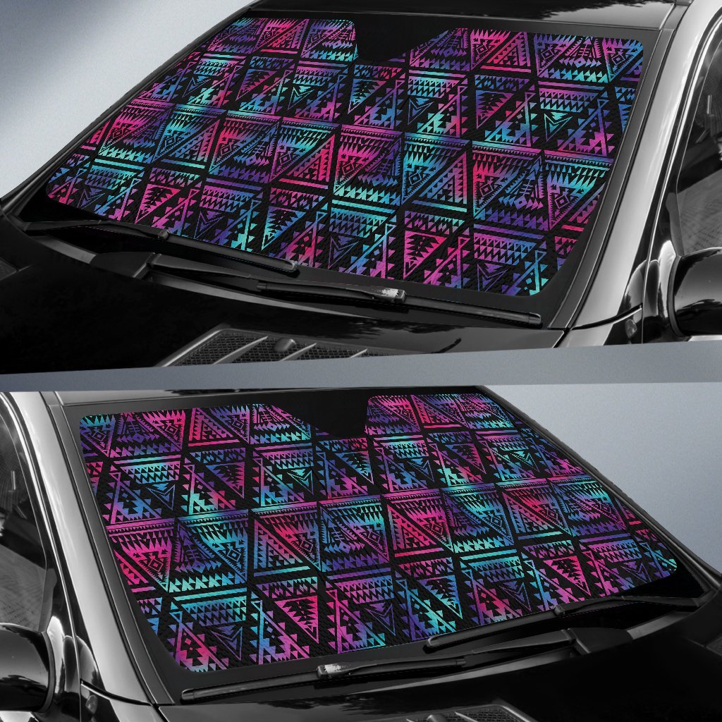 Tribal Aztec Dark Multicolor Car Sun Shade-JorJune