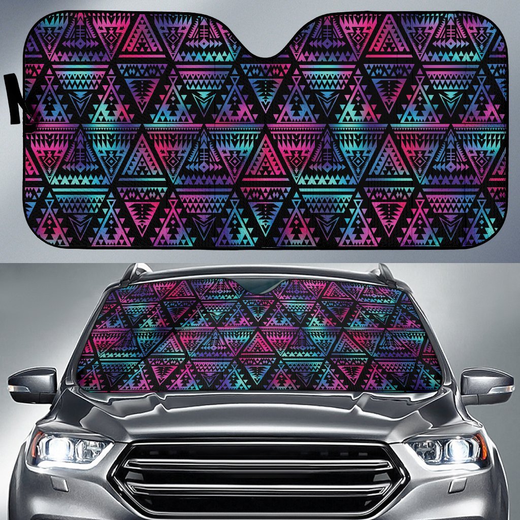 Tribal Aztec Dark Multicolor Car Sun Shade-JorJune