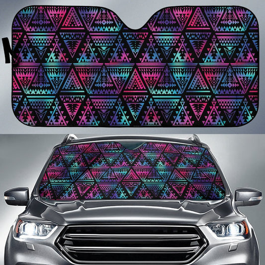 Tribal Aztec Dark Multicolor Car Sun Shade-JorJune