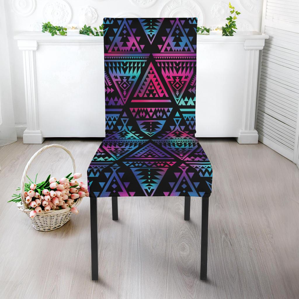 Tribal aztec Dark Multicolor Dining Chair Slipcover-JORJUNE.COM