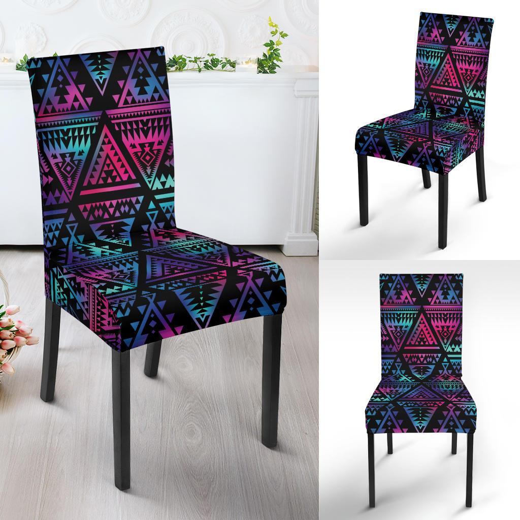 Tribal aztec Dark Multicolor Dining Chair Slipcover-JORJUNE.COM