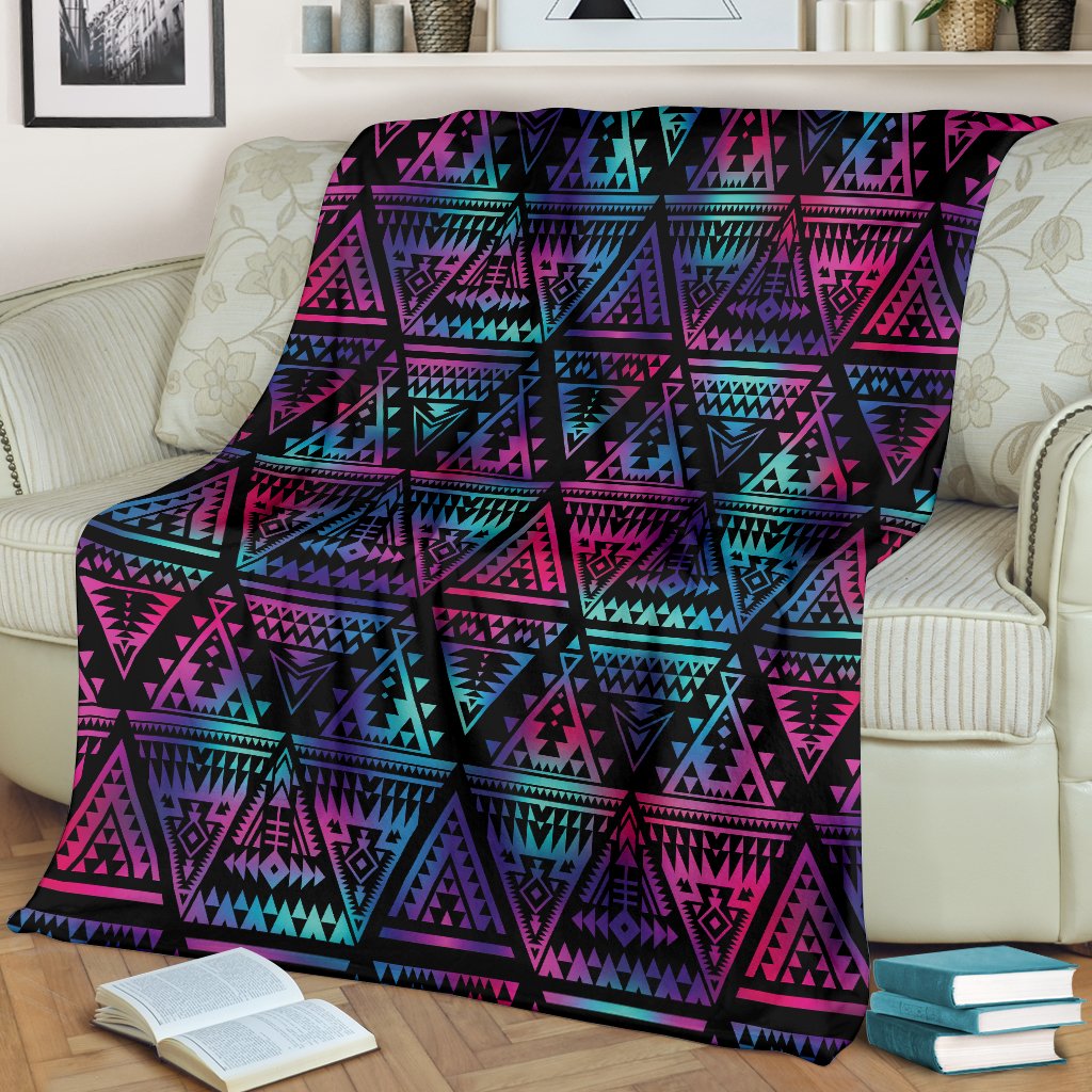 Tribal Aztec Dark Multicolor Fleece Blanket