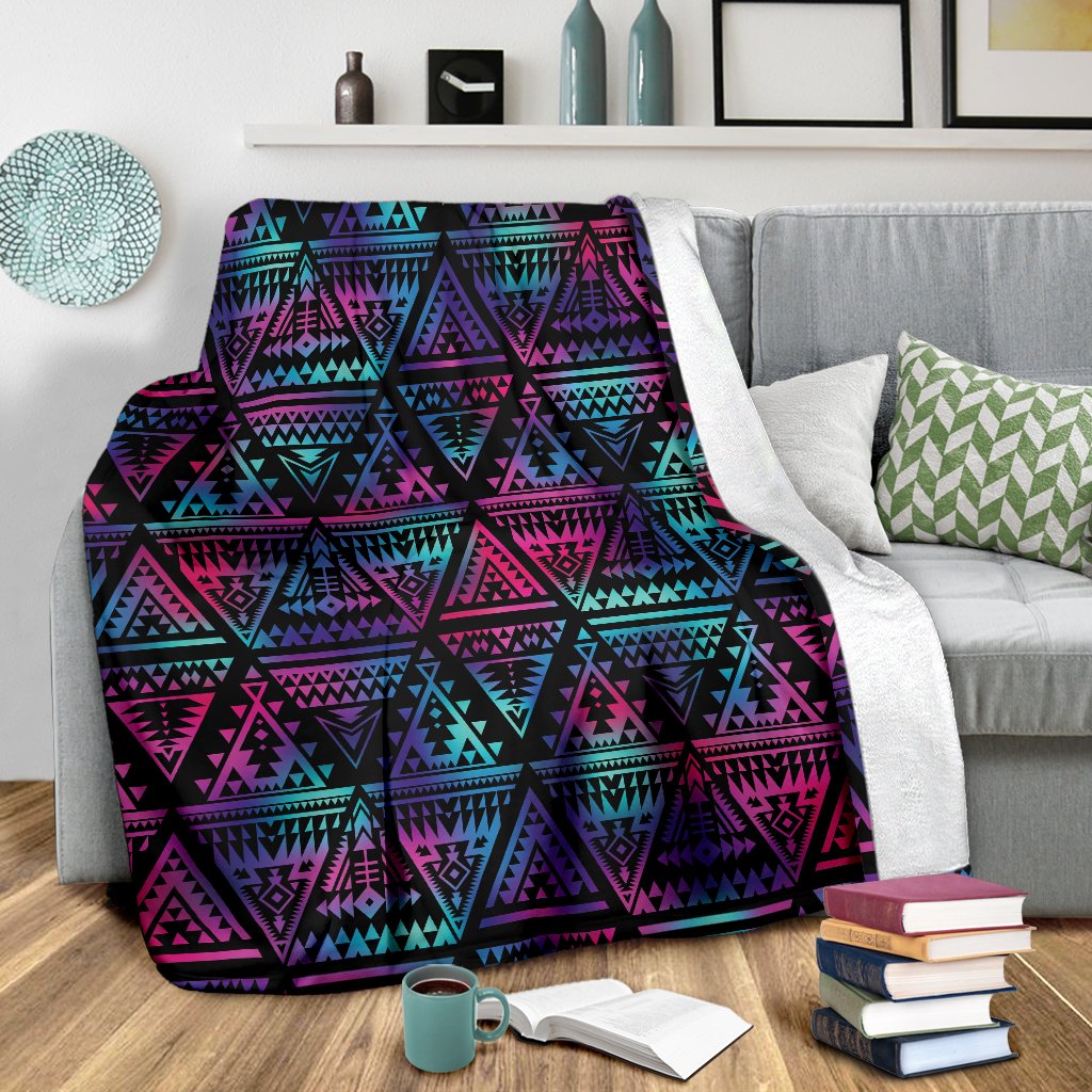 Tribal Aztec Dark Multicolor Fleece Blanket
