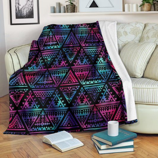 Tribal Aztec Dark Multicolor Fleece Blanket