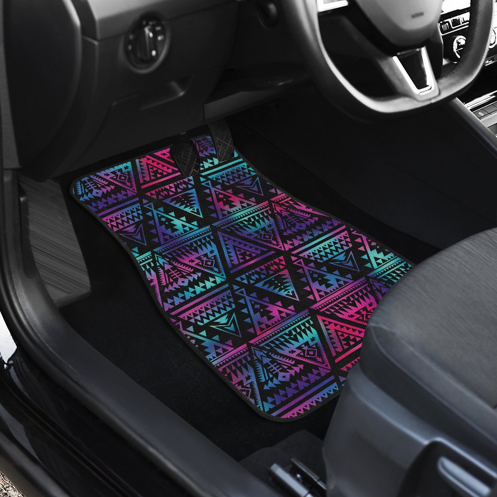 Tribal aztec Dark Multicolor Front and Back Car Floor Mats