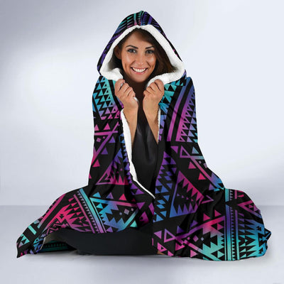 Tribal aztec Dark Multicolor Hooded Blanket-JORJUNE.COM