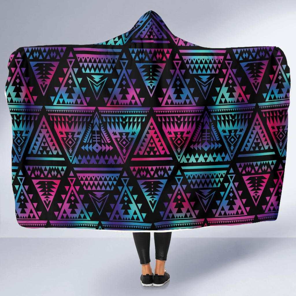 Tribal aztec Dark Multicolor Hooded Blanket-JORJUNE.COM