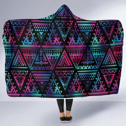 Tribal aztec Dark Multicolor Hooded Blanket-JORJUNE.COM
