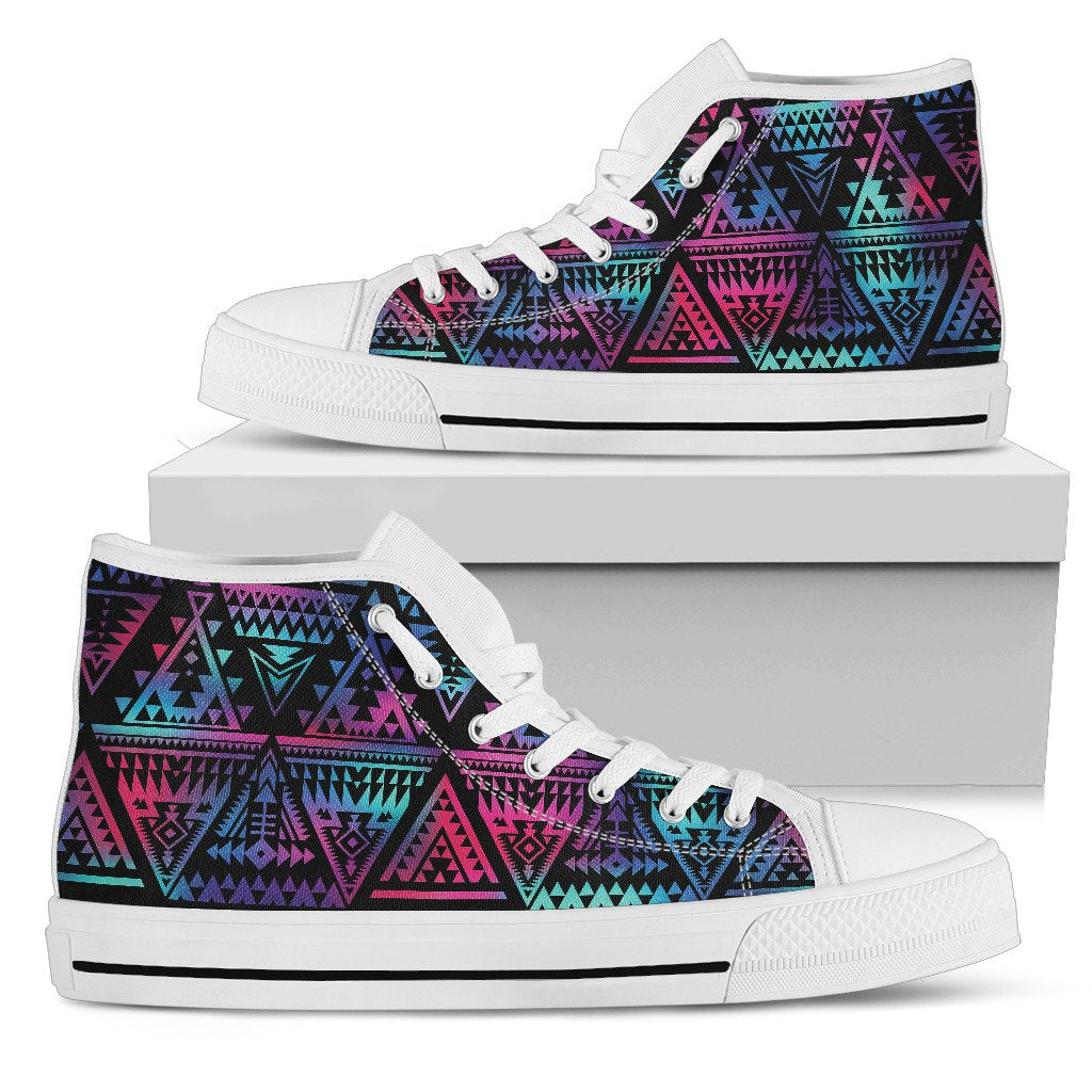 Tribal aztec Dark Multicolor Men High Top Shoes
