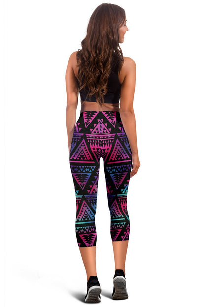 Tribal Aztec Dark Multicolor Women Capris