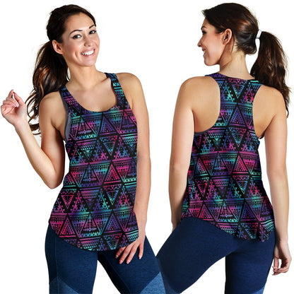 Tribal aztec Dark Multicolor Women Racerback Tank Top