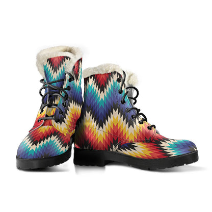 Tribal Aztec Indians Native American Faux Fur Leather Boots