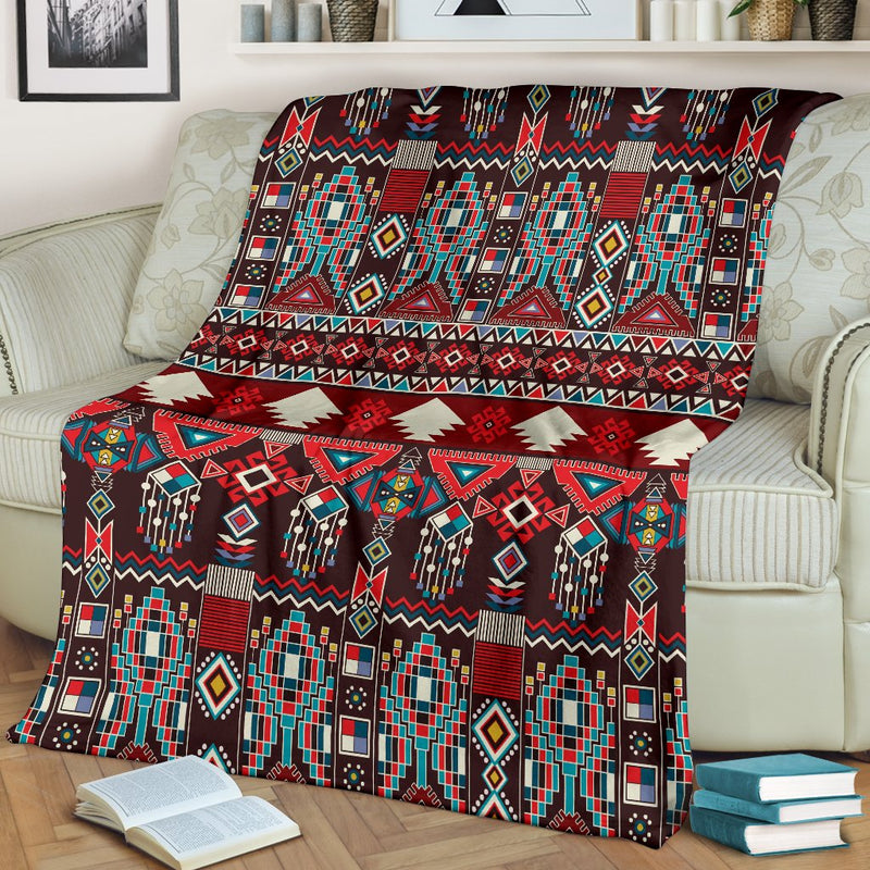 Tribal Aztec Indians Native American Fleece Blanket