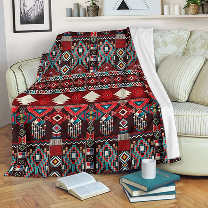 Tribal Aztec Indians Native American Fleece Blanket