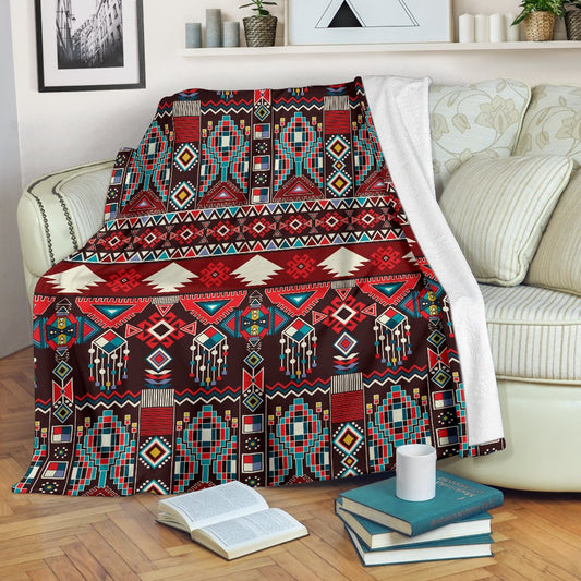 Tribal Aztec Indians Native American Fleece Blanket
