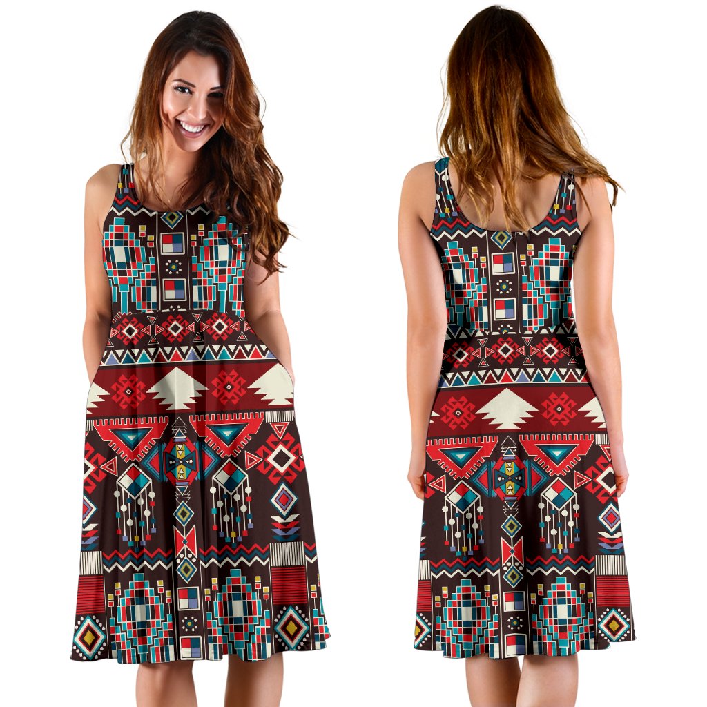Tribal Aztec Indians Native American Sleeveless Mini Dress
