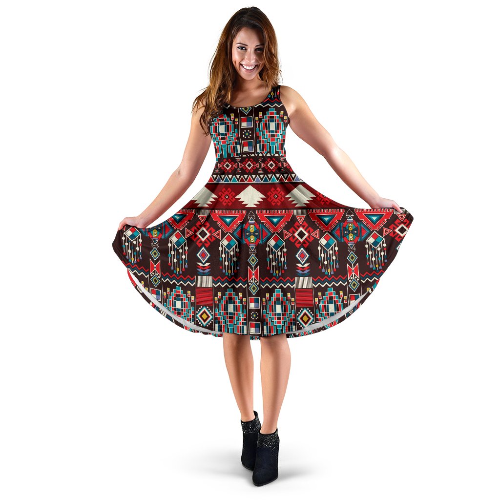 Tribal Aztec Indians Native American Sleeveless Mini Dress