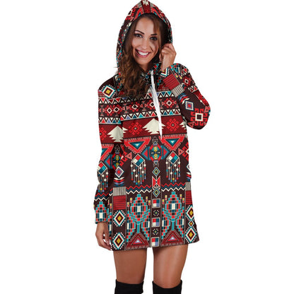 Tribal Aztec Indians Native American Women Hoodie Dress
