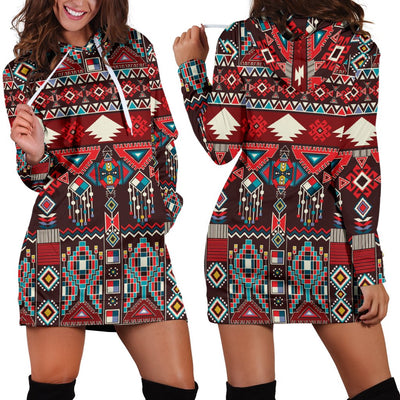 Tribal Aztec Indians Native American Women Hoodie Dress