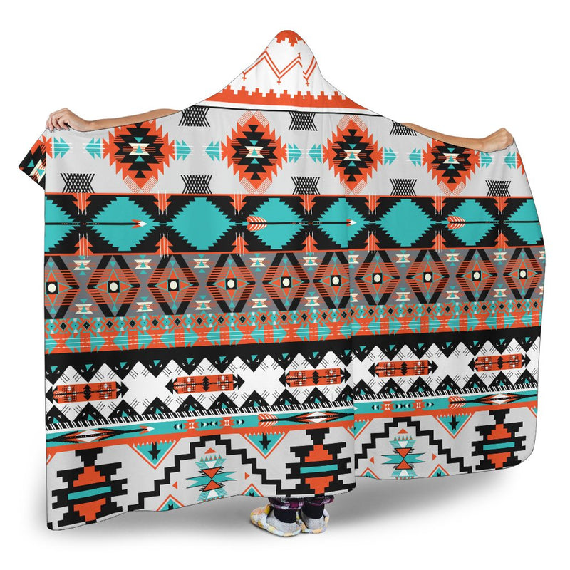 Tribal Aztec Indians pattern Hooded Blanket-JORJUNE.COM