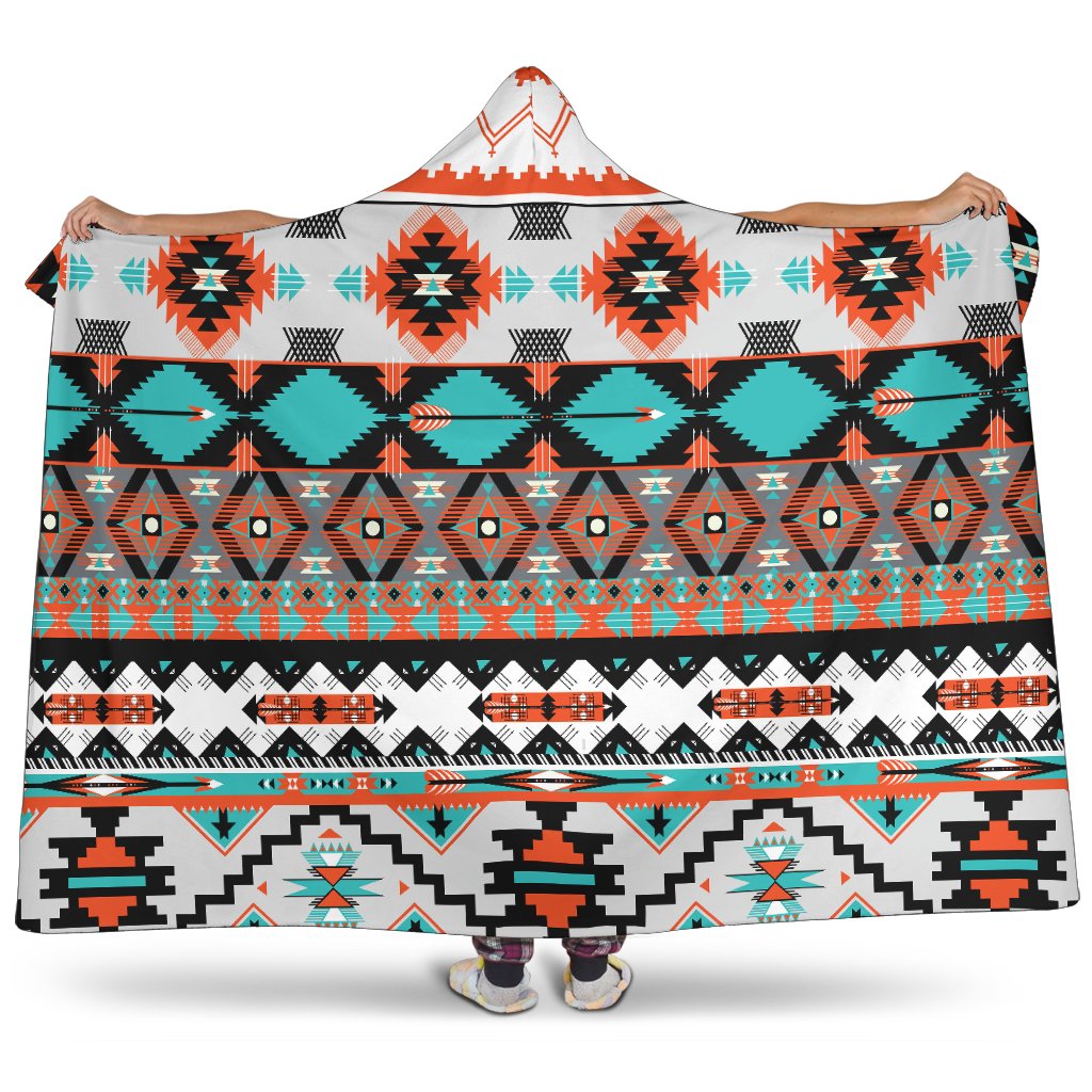 Tribal Aztec Indians pattern Hooded Blanket-JORJUNE.COM