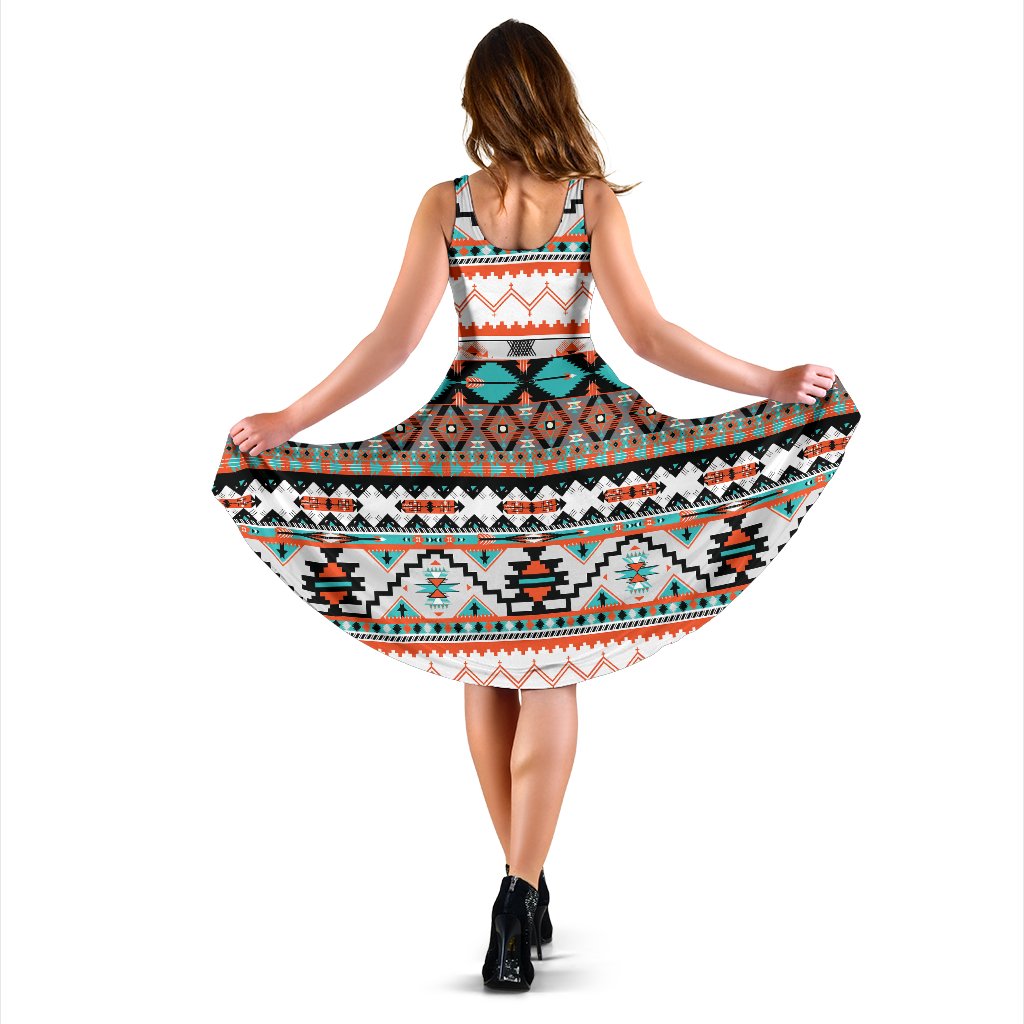 Tribal Aztec Indians Pattern Sleeveless Mini Dress