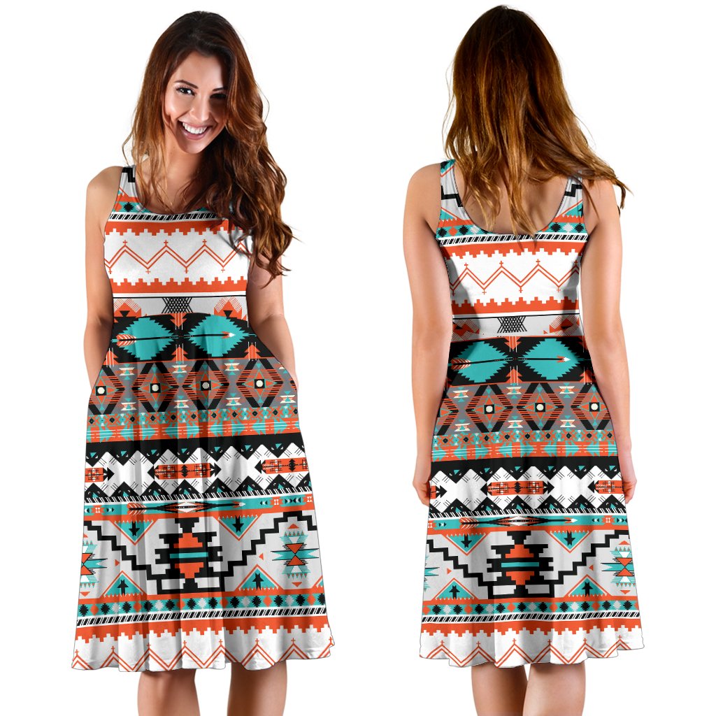 Tribal Aztec Indians Pattern Sleeveless Mini Dress