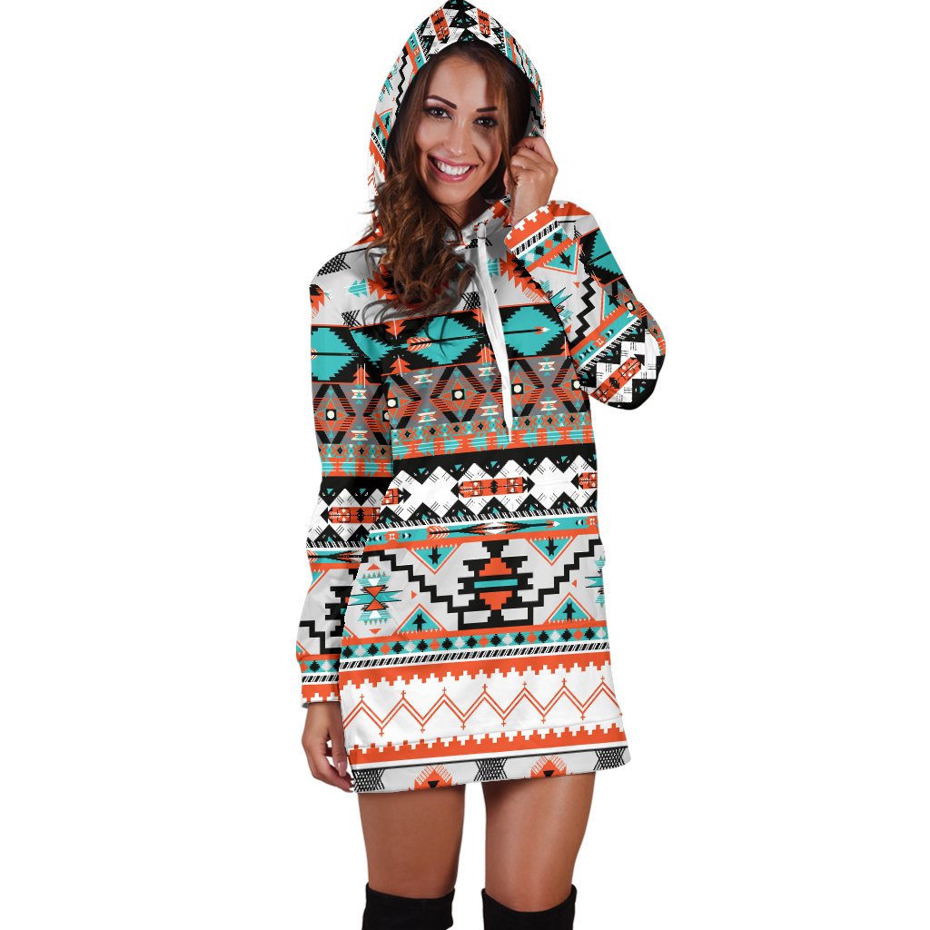 Tribal Aztec Indians Pattern Women Hoodie Dress