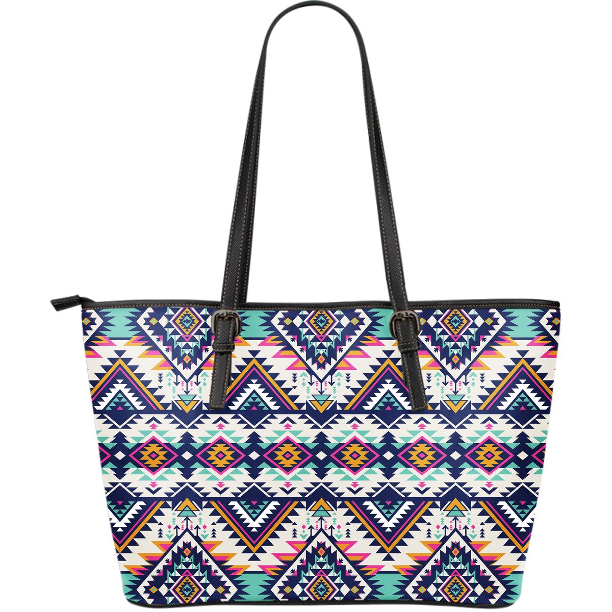 Tribal Aztec native american Large Leather Tote Bag