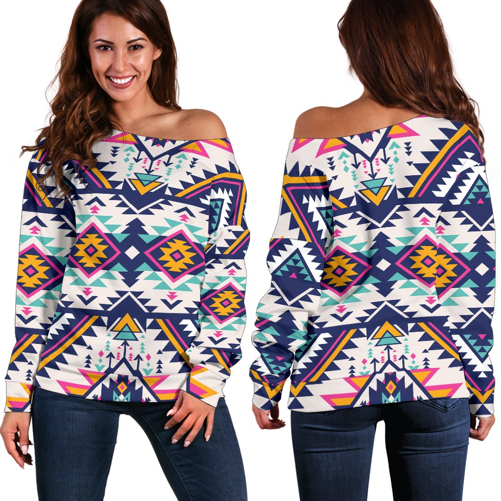 Tribal Aztec Native American Off Shoulder Sweatshirt
