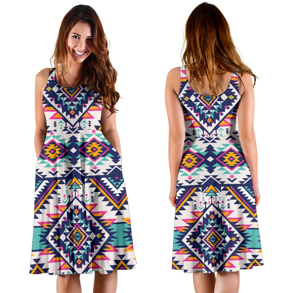 Tribal Aztec Native American Sleeveless Mini Dress