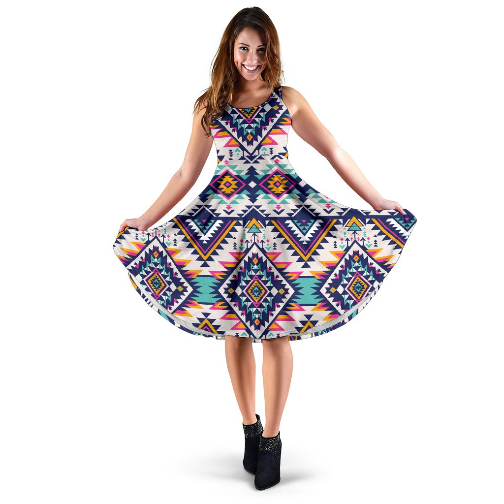 Tribal Aztec Native American Sleeveless Mini Dress